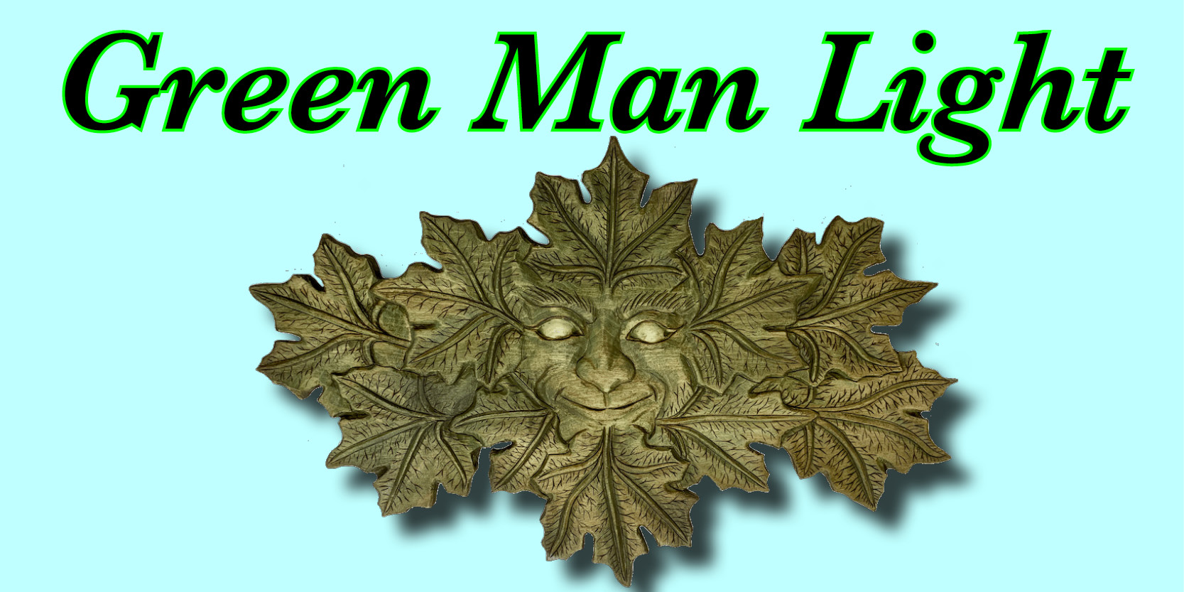 Green Man Wall Art LED Light woodcarving and wall art one of a kind 
